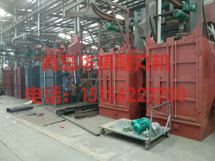 Q378吊鉤式拋丸機，Q378打砂機生產(chǎn)現(xiàn)場圖